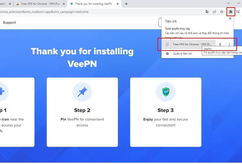 Thêm tiện ích Free VPN for Chrome